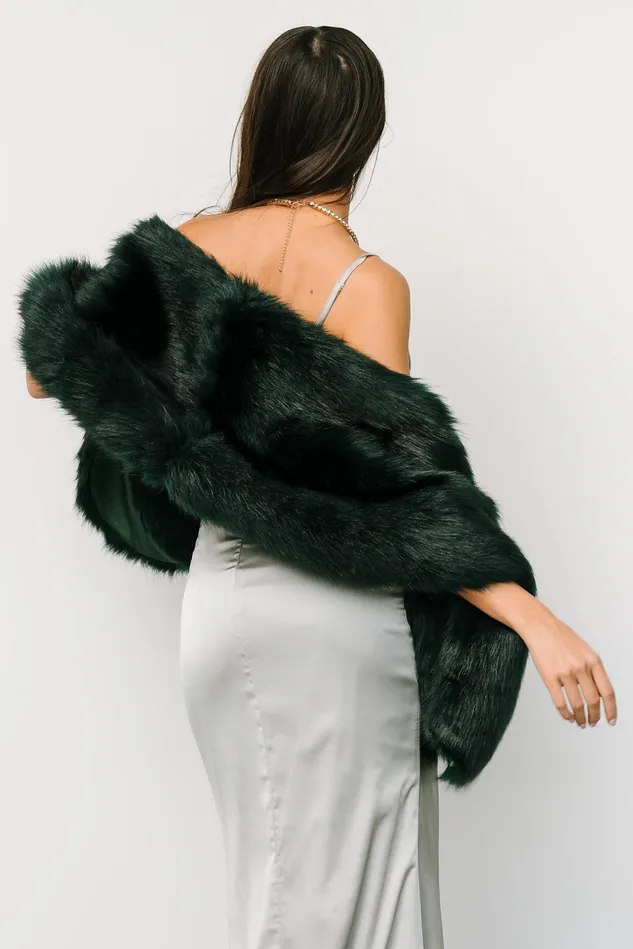Baltic Born Outerwear Women Jovie Faux Fur Shawl Deep Emerald Baltic Born Outerwear Women Jovie Faux Fur Shawl Deep Emerald