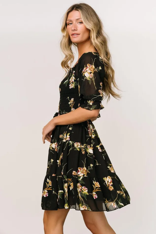 Baltic Born Short Dresses Women Azlyn Smocked Short Dress Night Bloom Floral