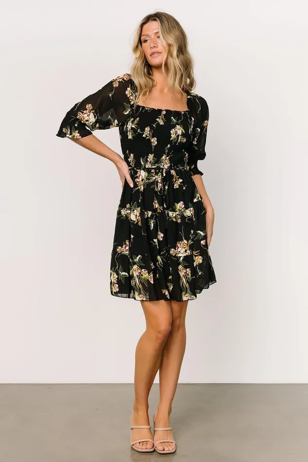 Baltic Born Short Dresses Women Azlyn Smocked Short Dress Night Bloom Floral