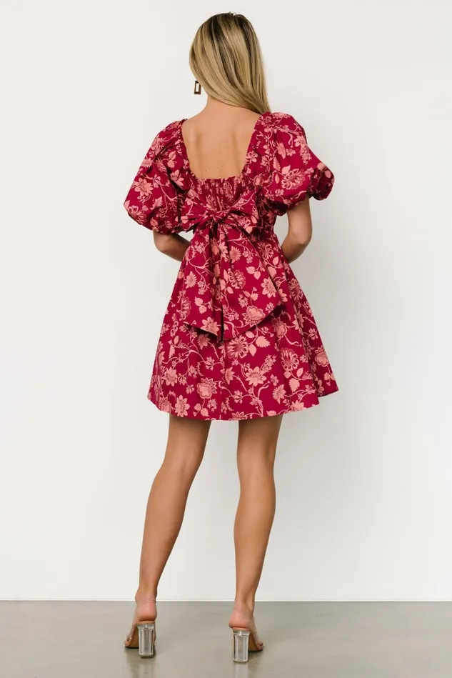 Baltic Born Short Dresses Women Milana Mini Dress Wine Print Baltic Born Short Dresses Women Milana Mini Dress Wine Print