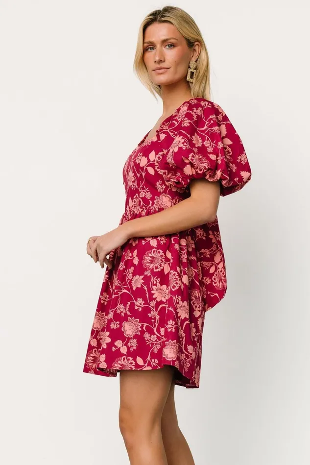 Baltic Born Short Dresses Women Milana Mini Dress Wine Print Baltic Born Short Dresses Women Milana Mini Dress Wine Print
