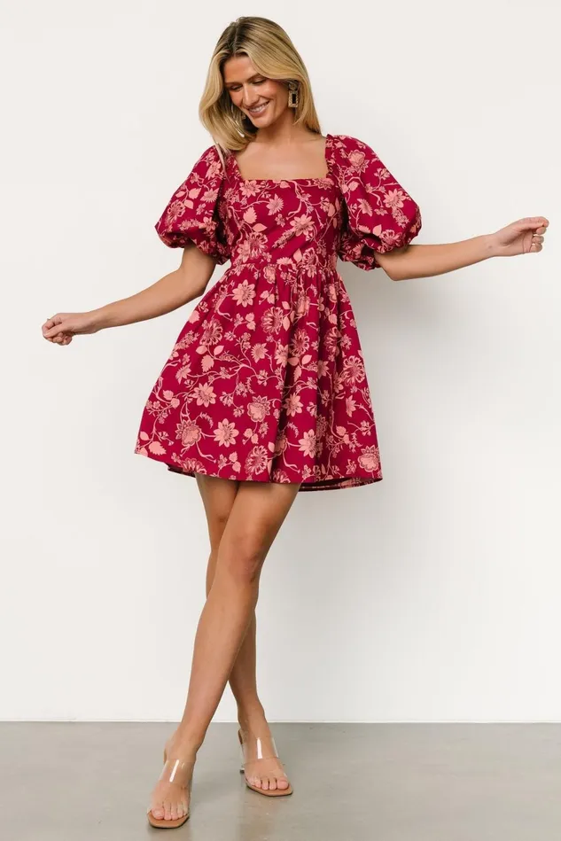 Baltic Born Short Dresses Women Milana Mini Dress Wine Print Baltic Born Short Dresses Women Milana Mini Dress Wine Print