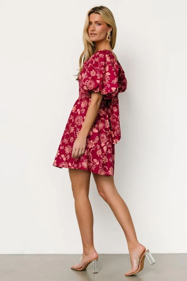 Baltic Born Short Dresses Women Milana Mini Dress Wine Print Baltic Born Short Dresses Women Milana Mini Dress Wine Print