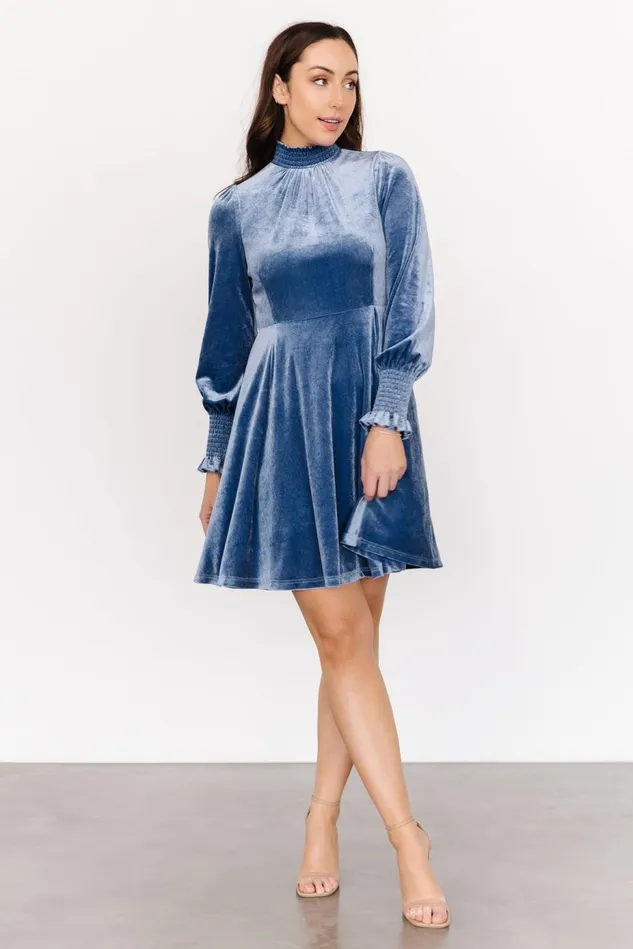 Baltic Born Short Dresses Women Tina Velvet Short Dress Blue