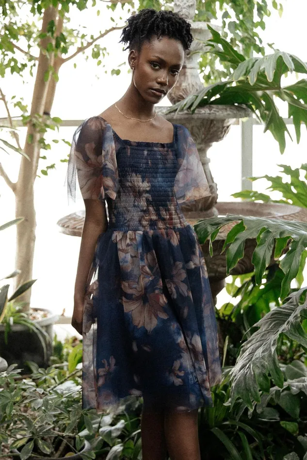 Baltic Born Short Dresses Women Tivoli Tulle Short Dress Dark Blue Floral Baltic Born Short Dresses Women Tivoli Tulle Short Dress Dark Blue Floral