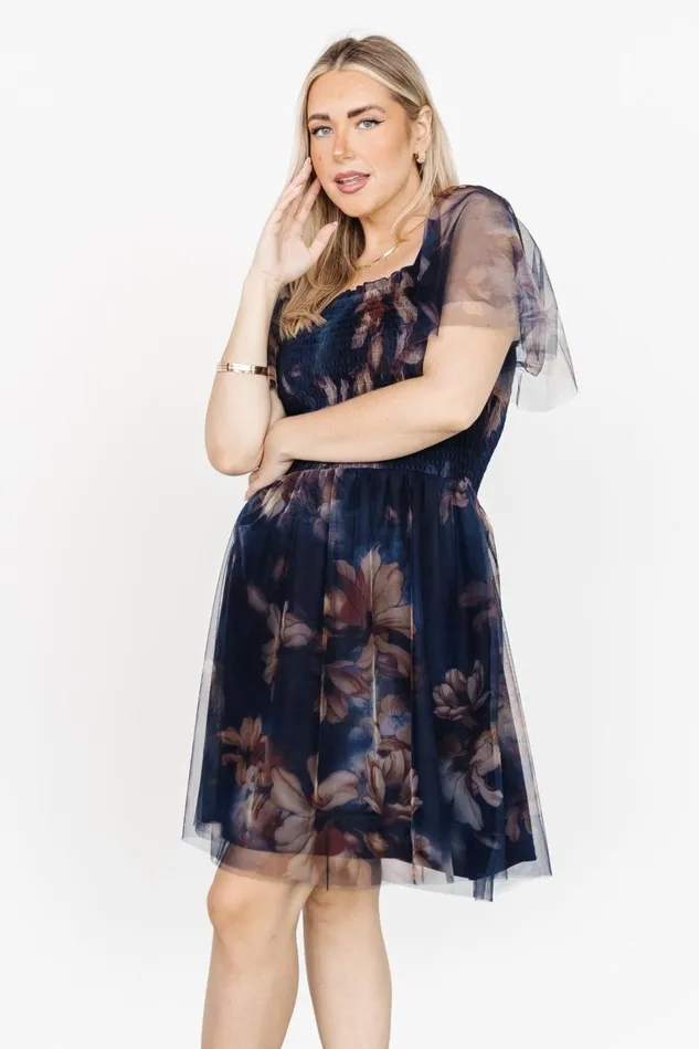 Baltic Born Short Dresses Women Tivoli Tulle Short Dress Dark Blue Floral Baltic Born Short Dresses Women Tivoli Tulle Short Dress Dark Blue Floral