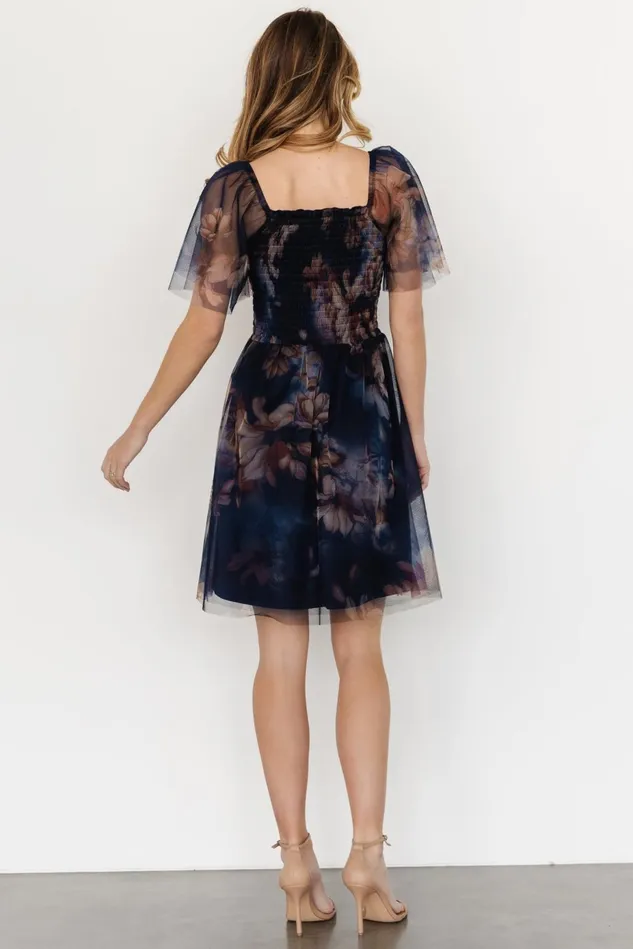 Baltic Born Short Dresses Women Tivoli Tulle Short Dress Dark Blue Floral Baltic Born Short Dresses Women Tivoli Tulle Short Dress Dark Blue Floral