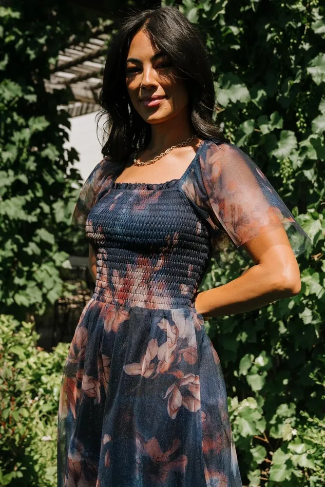 Baltic Born Short Dresses Women Tivoli Tulle Short Dress Dark Blue Floral Baltic Born Short Dresses Women Tivoli Tulle Short Dress Dark Blue Floral