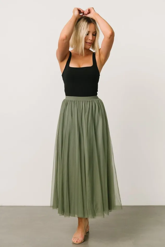 Baltic Born Skirts Women Mila Tulle Skirt Dark Sage
