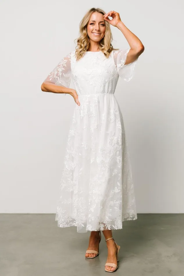Baltic Born Tulle Styles Women Arabella Embroidered Tulle Maxi Dress White