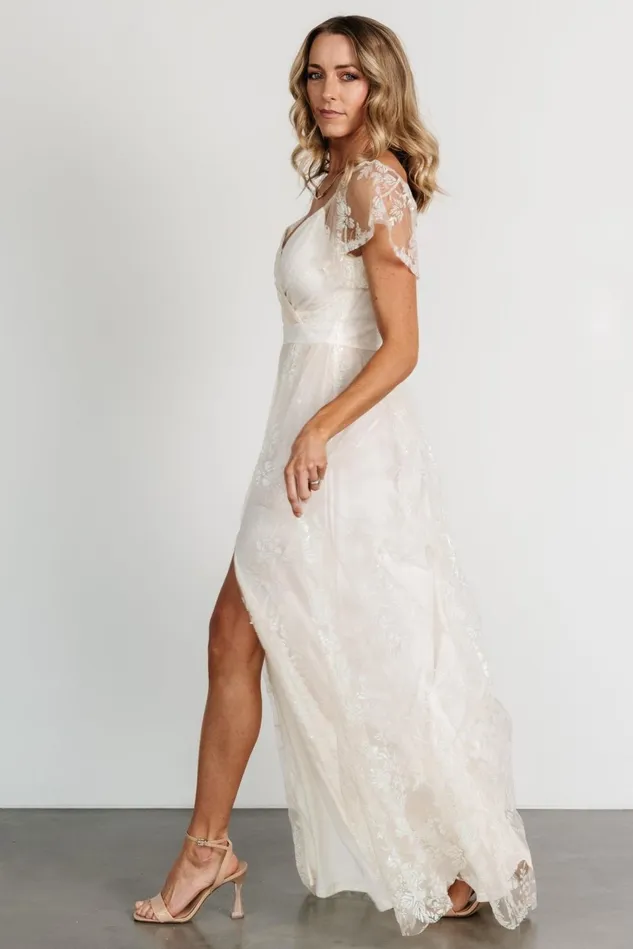 Baltic Born Tulle Styles Women Corinne Shimmer Maxi Gown Off White Baltic Born Tulle Styles Women Corinne Shimmer Maxi Gown Off White