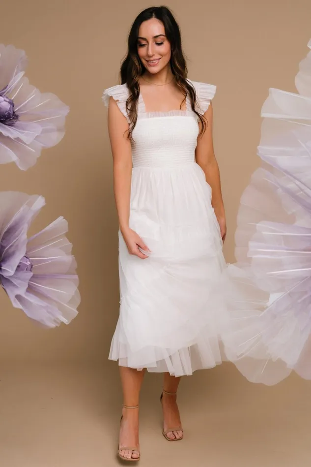 Baltic Born Tulle Styles Women Emma Smocked Tulle Dress Off White Baltic Born Tulle Styles Women Emma Smocked Tulle Dress Off White