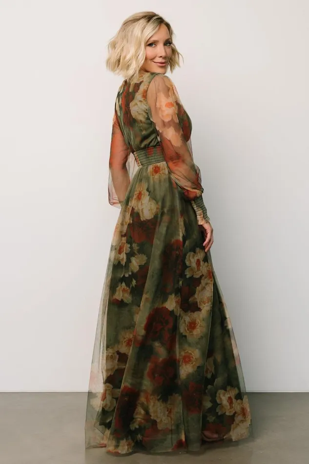 Baltic Born Tulle Styles Women Layla Tulle Maxi Dress Olive Rust