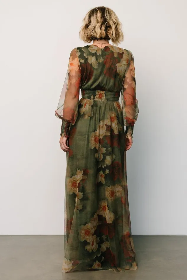 Baltic Born Tulle Styles Women Layla Tulle Maxi Dress Olive Rust