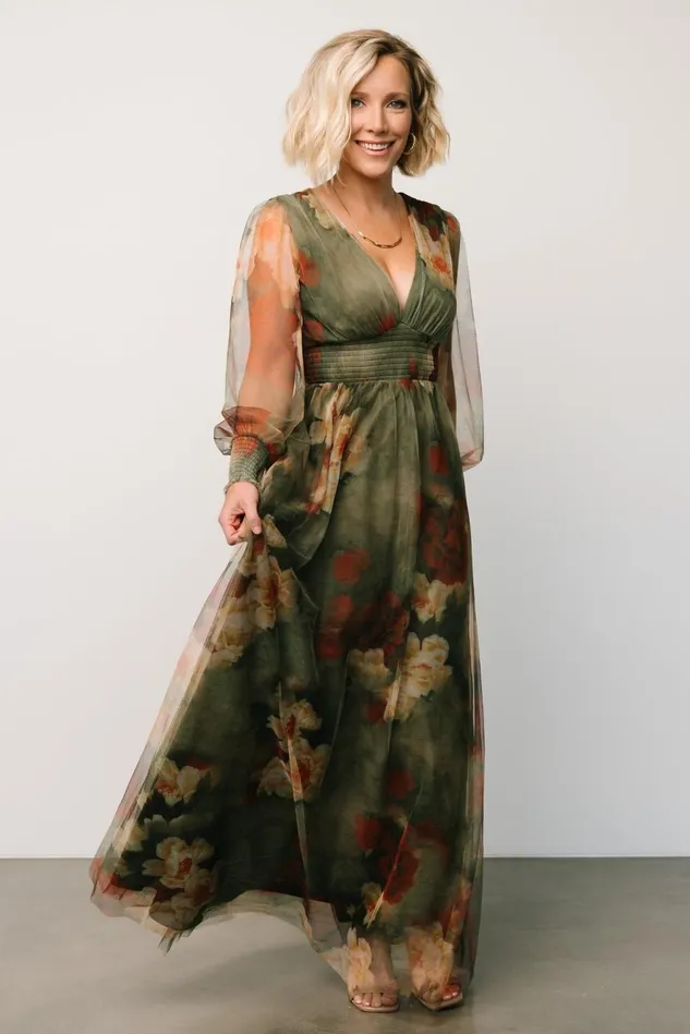Baltic Born Tulle Styles Women Layla Tulle Maxi Dress Olive Rust