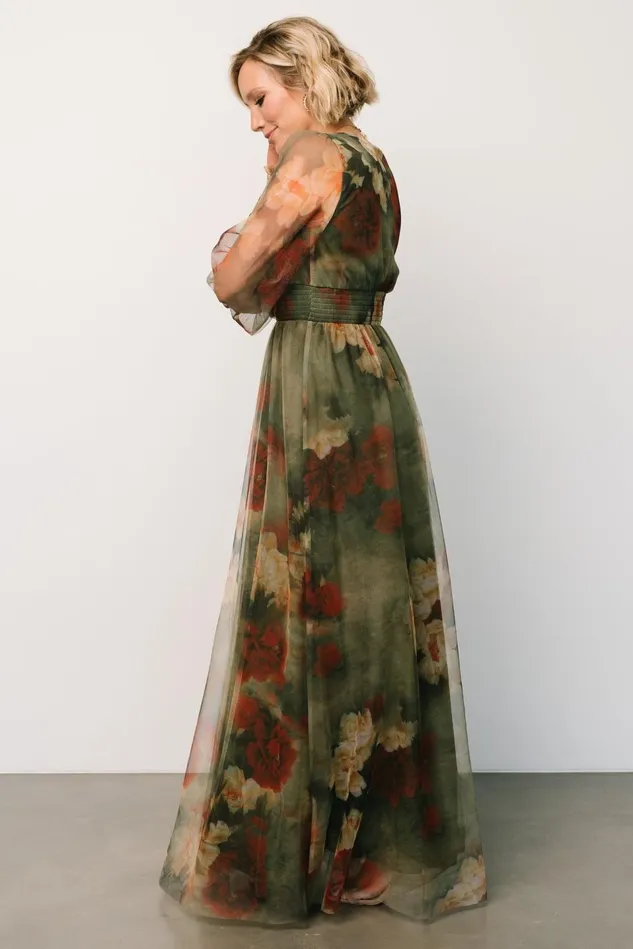 Baltic Born Tulle Styles Women Layla Tulle Maxi Dress Olive Rust