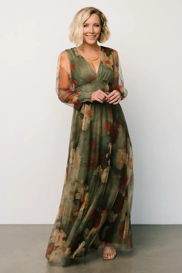 Baltic Born Tulle Styles Women Layla Tulle Maxi Dress Olive Rust