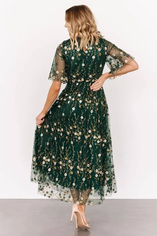 Baltic Born Wedding Guest Women Arabella Embroidered Tulle Maxi Dress Dark Green Floral Baltic Born Wedding Guest Women Arabella Embroidered Tulle Maxi Dress Dark Green Floral