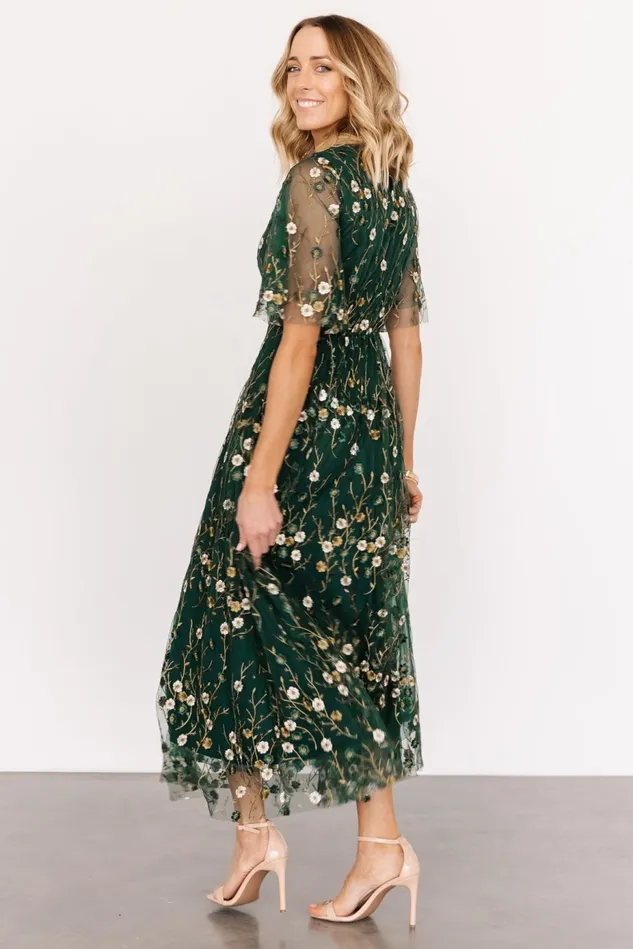 Baltic Born Wedding Guest Women Arabella Embroidered Tulle Maxi Dress Dark Green Floral Baltic Born Wedding Guest Women Arabella Embroidered Tulle Maxi Dress Dark Green Floral