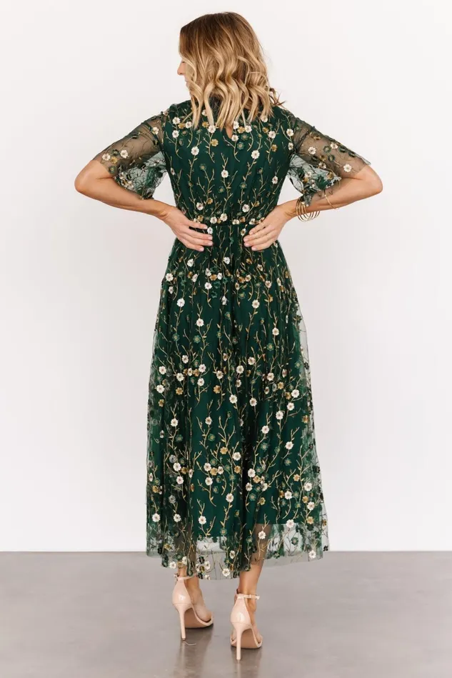 Baltic Born Wedding Guest Women Arabella Embroidered Tulle Maxi Dress Dark Green Floral Baltic Born Wedding Guest Women Arabella Embroidered Tulle Maxi Dress Dark Green Floral