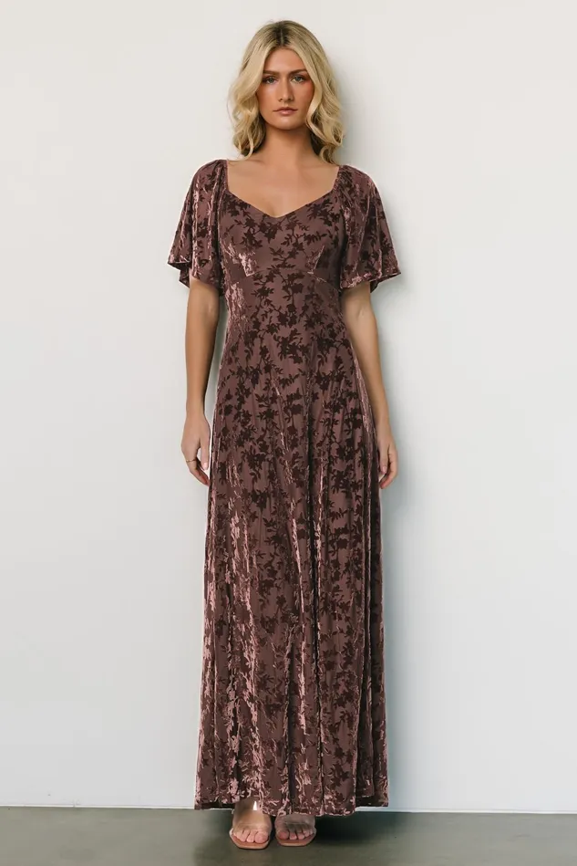 Baltic Born Wedding Guest Women Everley Velvet Maxi Dress Espresso Baltic Born Wedding Guest Women Everley Velvet Maxi Dress Espresso