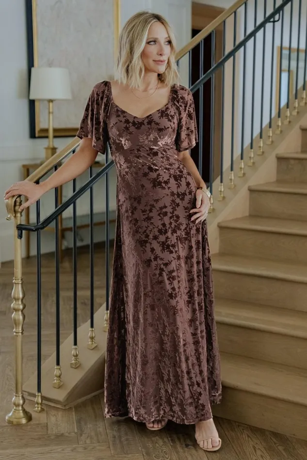Baltic Born Wedding Guest Women Everley Velvet Maxi Dress Espresso Baltic Born Wedding Guest Women Everley Velvet Maxi Dress Espresso