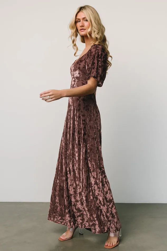 Baltic Born Wedding Guest Women Everley Velvet Maxi Dress Espresso Baltic Born Wedding Guest Women Everley Velvet Maxi Dress Espresso