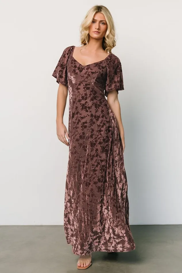 Baltic Born Wedding Guest Women Everley Velvet Maxi Dress Espresso Baltic Born Wedding Guest Women Everley Velvet Maxi Dress Espresso