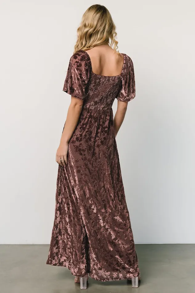 Baltic Born Wedding Guest Women Everley Velvet Maxi Dress Espresso Baltic Born Wedding Guest Women Everley Velvet Maxi Dress Espresso