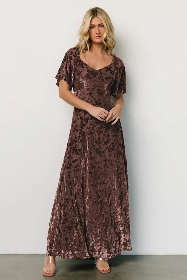 Baltic Born Wedding Guest Women Everley Velvet Maxi Dress Espresso Baltic Born Wedding Guest Women Everley Velvet Maxi Dress Espresso
