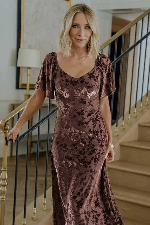 Baltic Born Wedding Guest Women Everley Velvet Maxi Dress Espresso Baltic Born Wedding Guest Women Everley Velvet Maxi Dress Espresso