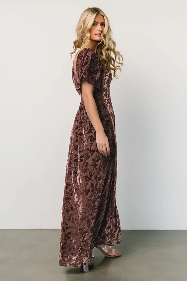 Baltic Born Wedding Guest Women Everley Velvet Maxi Dress Espresso Baltic Born Wedding Guest Women Everley Velvet Maxi Dress Espresso