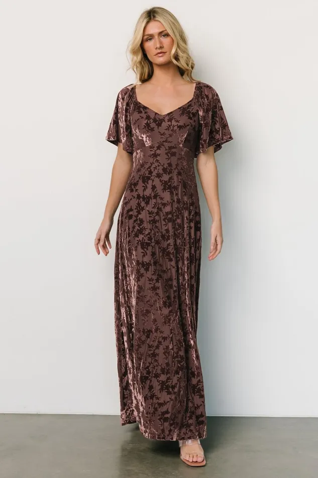 Baltic Born Wedding Guest Women Everley Velvet Maxi Dress Espresso Baltic Born Wedding Guest Women Everley Velvet Maxi Dress Espresso