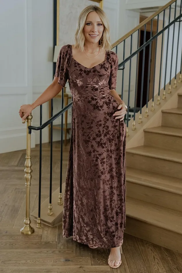Baltic Born Wedding Guest Women Everley Velvet Maxi Dress Espresso Baltic Born Wedding Guest Women Everley Velvet Maxi Dress Espresso