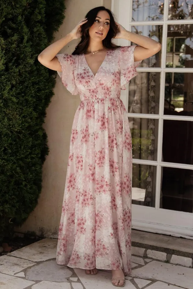 Baltic Born Wedding Guest Women Lynlee Metallic Maxi Dress Pink Multi