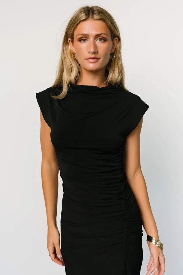 Baltic Born Wedding Guest Women Sasha Ruched Maxi Dress Black Baltic Born Wedding Guest Women Sasha Ruched Maxi Dress Black