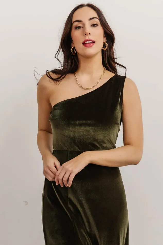 Baltic Born Wedding Guest Women Tatiana Velvet One Shoulder Maxi Dress Olive Baltic Born Wedding Guest Women Tatiana Velvet One Shoulder Maxi Dress Olive