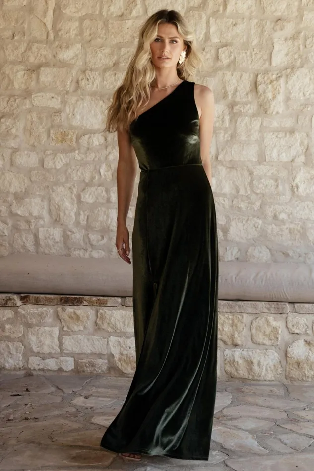 Baltic Born Wedding Guest Women Tatiana Velvet One Shoulder Maxi Dress Olive Baltic Born Wedding Guest Women Tatiana Velvet One Shoulder Maxi Dress Olive