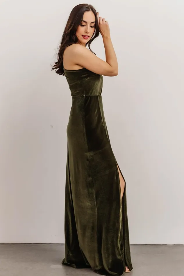 Baltic Born Wedding Guest Women Tatiana Velvet One Shoulder Maxi Dress Olive Baltic Born Wedding Guest Women Tatiana Velvet One Shoulder Maxi Dress Olive