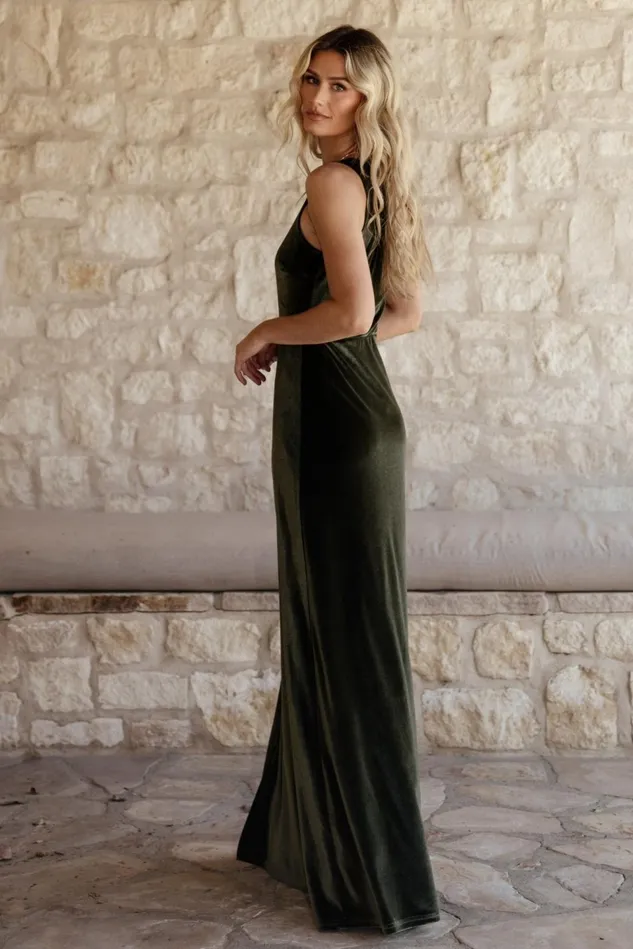 Baltic Born Wedding Guest Women Tatiana Velvet One Shoulder Maxi Dress Olive Baltic Born Wedding Guest Women Tatiana Velvet One Shoulder Maxi Dress Olive