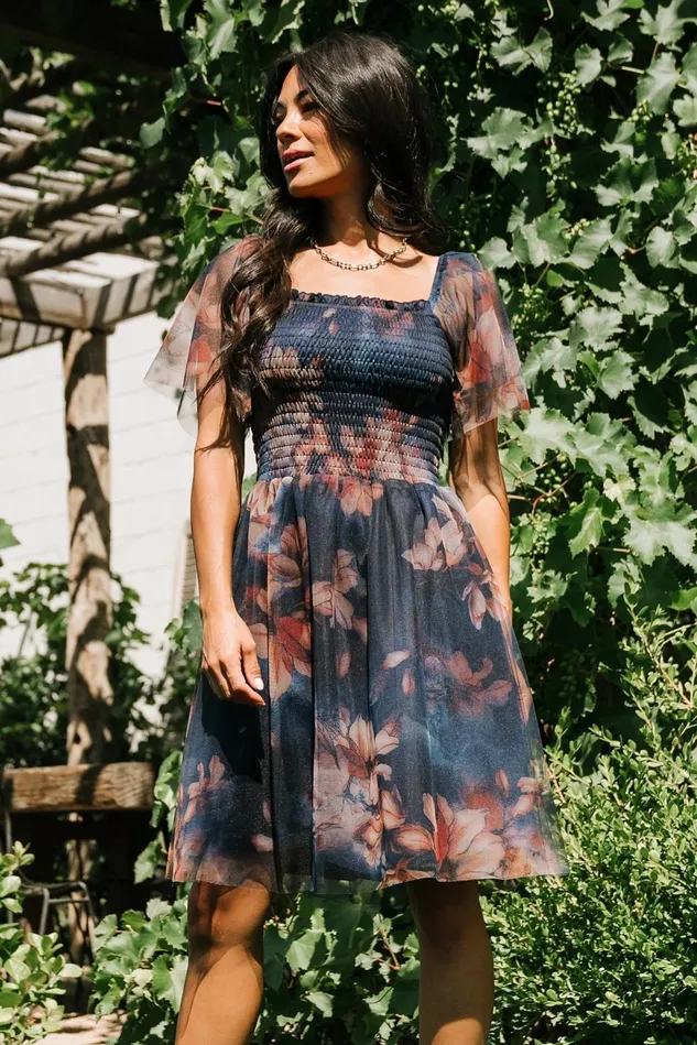 Baltic Born Wedding Guest Women Tivoli Tulle Short Dress Dark Blue Floral Baltic Born Wedding Guest Women Tivoli Tulle Short Dress Dark Blue Floral