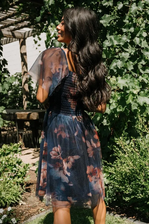 Baltic Born Wedding Guest Women Tivoli Tulle Short Dress Dark Blue Floral Baltic Born Wedding Guest Women Tivoli Tulle Short Dress Dark Blue Floral