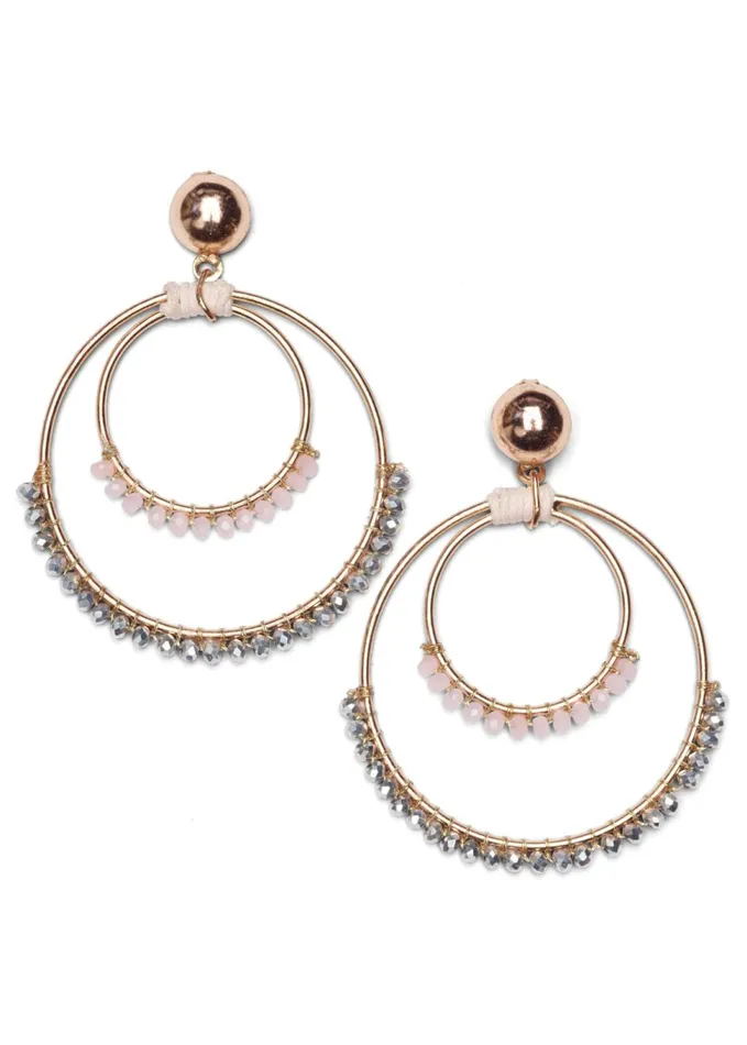 BEADED HOOP EARRINGS Pink Women VENUS Earrings