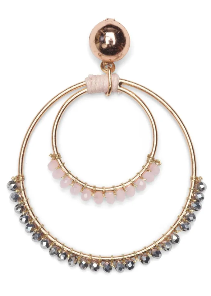 BEADED HOOP EARRINGS Pink Women VENUS Earrings