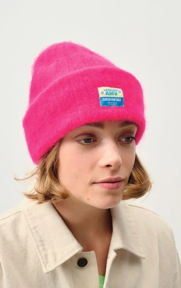 Beanie Vitow Neon Pink Melange WomenMen American Vintage Beanies and Caps