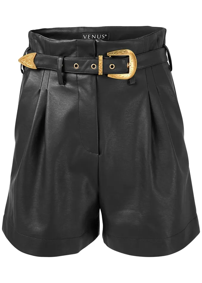 Belted FauxLeather Shorts Black Women VENUS Shorts