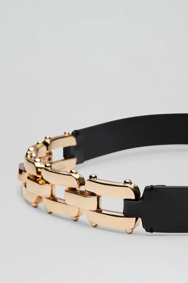 Belts Women Scanlan Theodore GOLD TRIM BELT 25 Black Belts Women Scanlan Theodore GOLD TRIM BELT 25 Black
