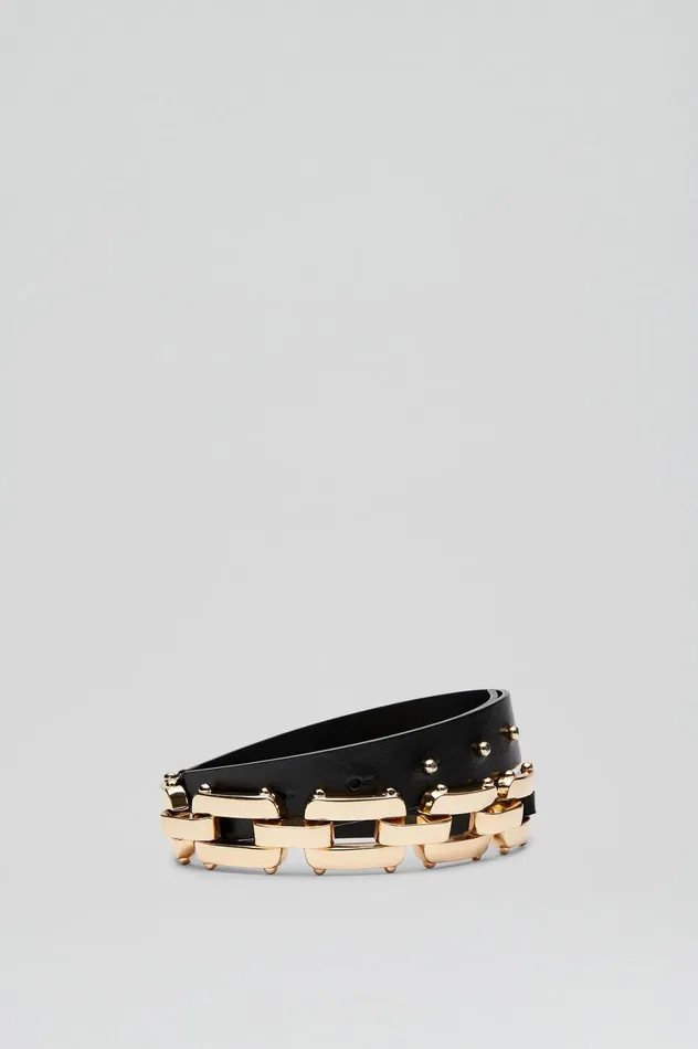 Belts Women Scanlan Theodore GOLD TRIM BELT 25 Black Belts Women Scanlan Theodore GOLD TRIM BELT 25 Black