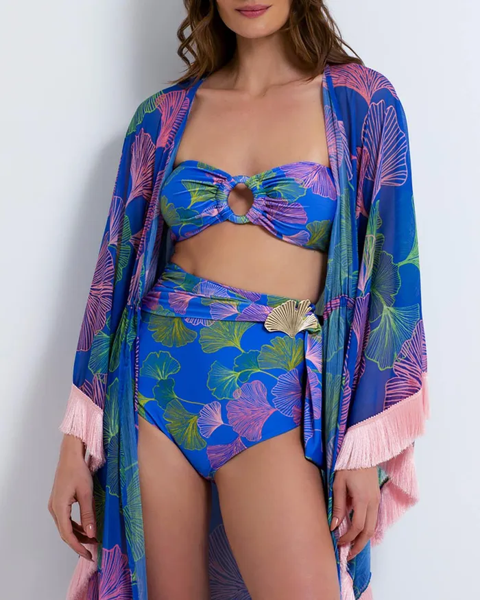 Bikinis Women PatBO Ocean Leaf Belted Bikini Bottom FINAL SALE