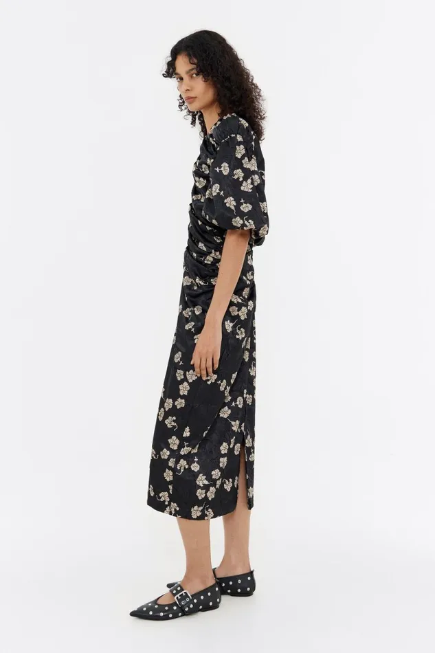Black Carnation Ruched Midi Dress Carnation Women Bimba Y Lola Dresses And Jumpsuits